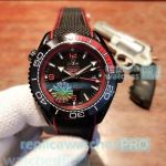 Best Quality Clone Omega Seamaster GMT Black Dial Black & Red Rubber Strap Men's Watch